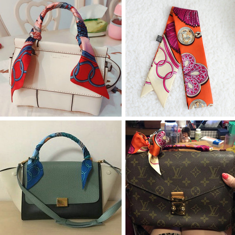 真丝绑包包手柄小丝巾绑手提包窄丝带飘带绑包丝带系缠包带桑蚕丝