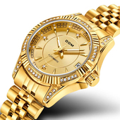 百搭手表女士款 新款 金色钢带防水轻奢时尚 商务全自动机械表送礼