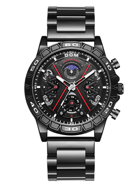 DOM腕表 新款黑武士手表男士潮流夜光防水多功能表非机械石英表