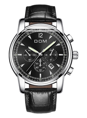 DOM腕表 2024新款夜光学生手表石英机芯商务防水镂空精钢时尚皮带