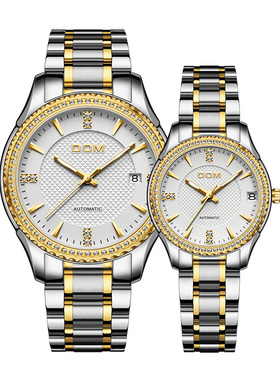 DOM腕表 钢带防水夜光男表女表情侣腕表简约时尚潮流机械表石英表