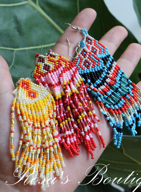 手作 handmade beading 波西米亚民族风流苏个性度假耳钉耳环耳夹