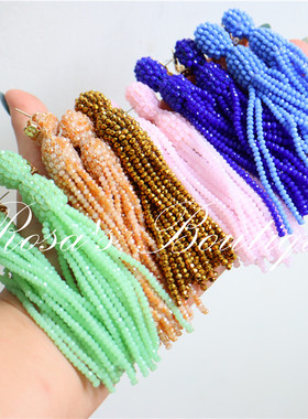 Handmade Beading 手工编织流苏夸张菱格米珠波西米亚耳钉耳环