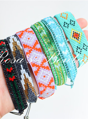 宽纯手工制作民族风米珠串珠蜡绳手链手绳波西米亚boho米珠