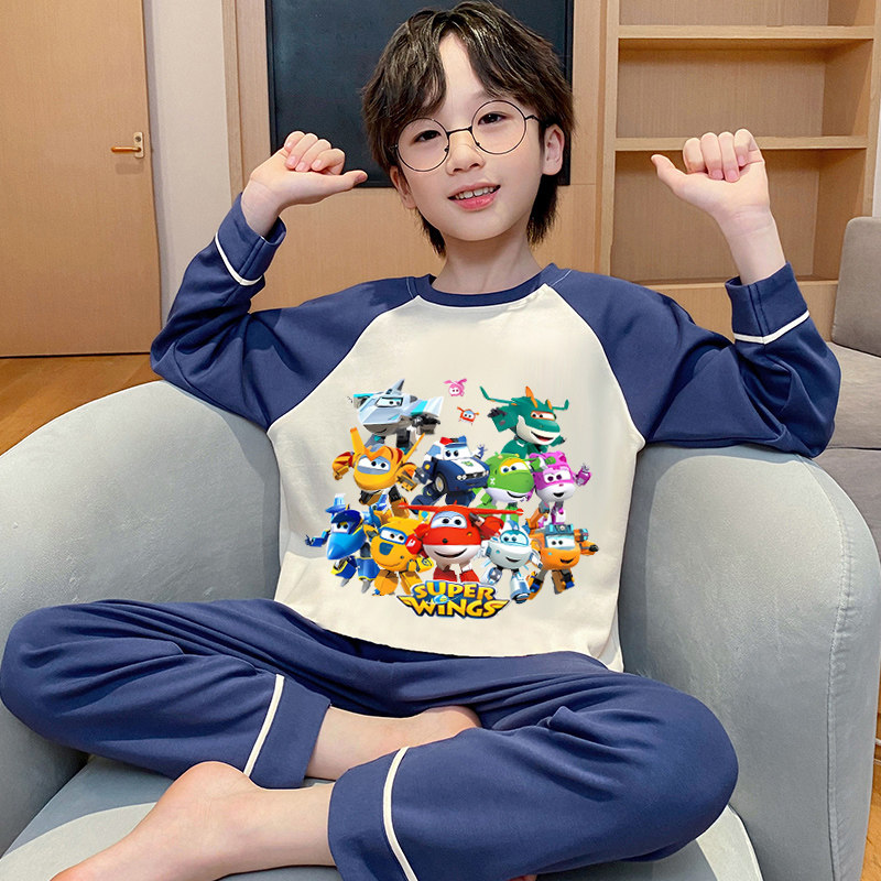秋季新款男童睡衣纯棉长袖套装