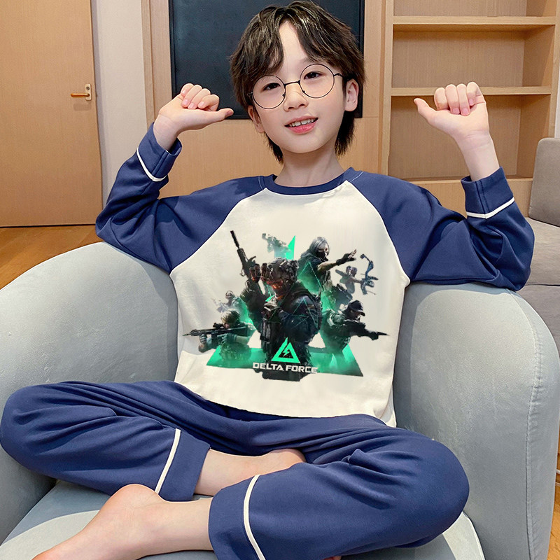 秋季新款纯棉男童家居服两件套装