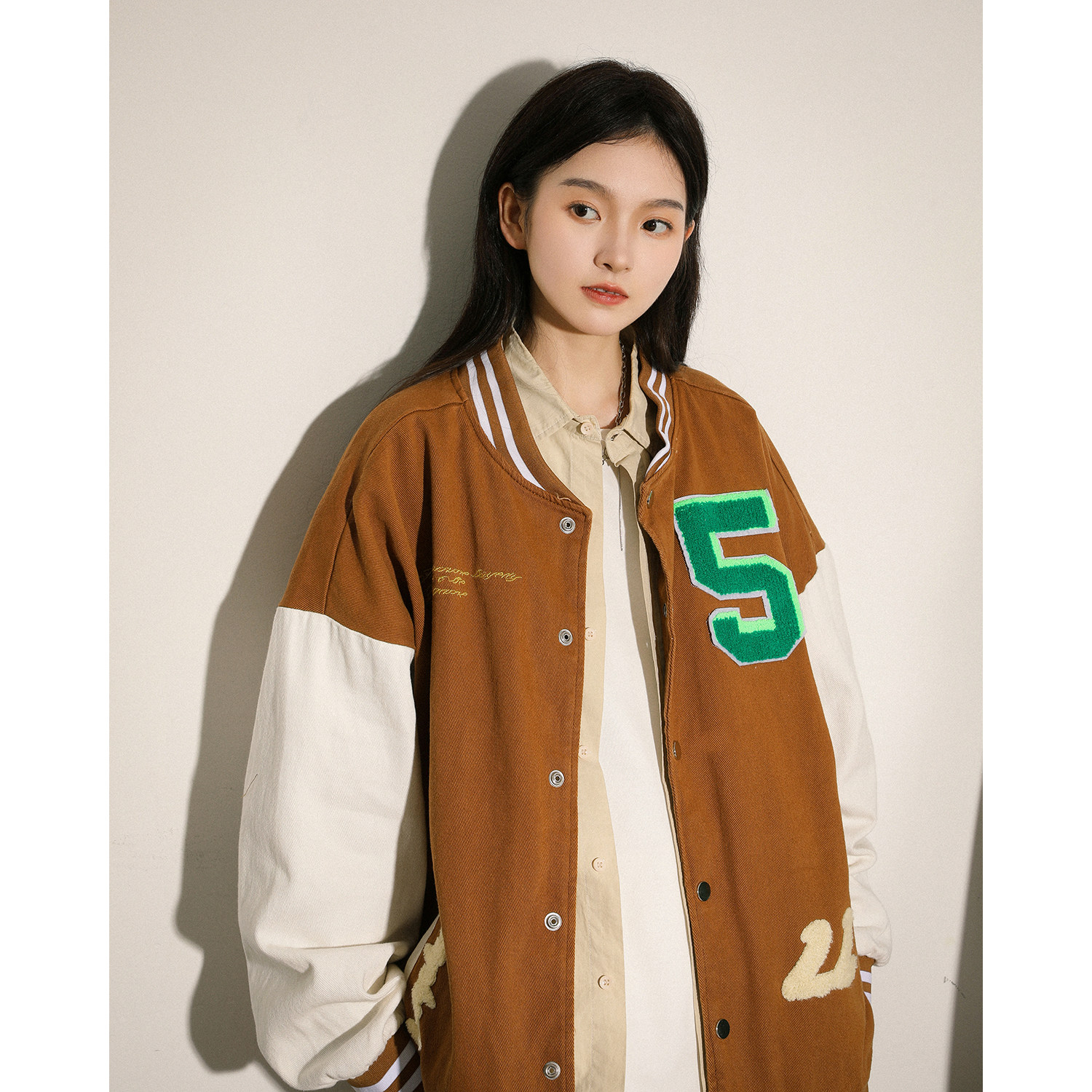 字母水洗毛巾料刺绣棒球服夹克情侣外套976/P100,男装夹克,星座202-3