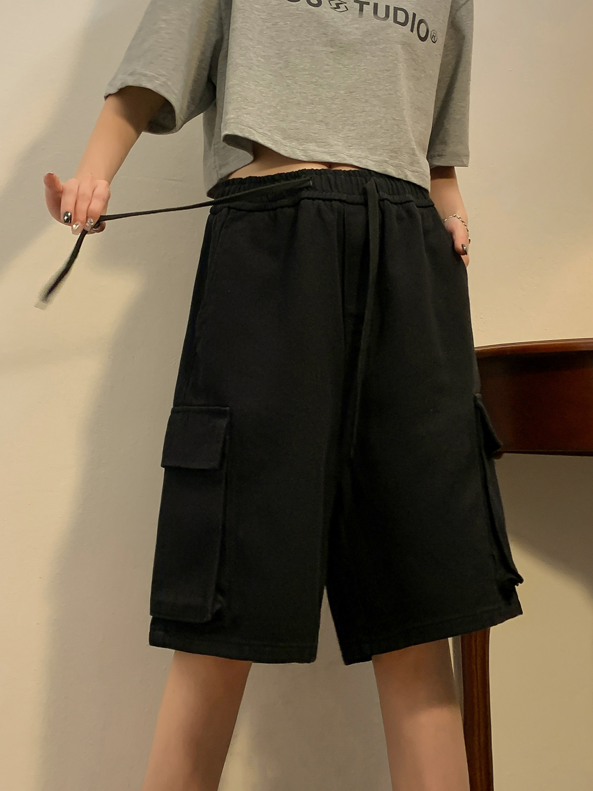 七色夏季水洗工装直筒潮流情侣中裤彩色短裤K2201/P55,男装牛仔裤,星座202-3