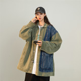 撞色潮流水洗夹克中性情侣宽松牛仔外套2015/P98/148，男装工装外套，星座202-3