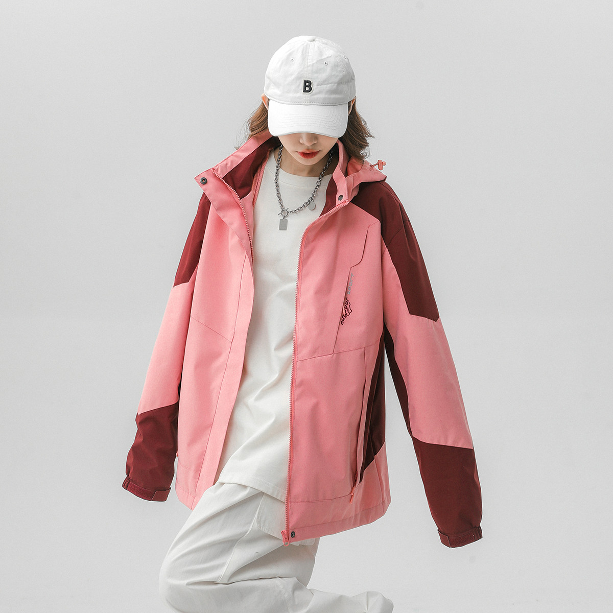 春季新款立领连帽撞色拼接情侣冲锋衣登山服夹克JK18/P65/98,男装夹克,星座202-3