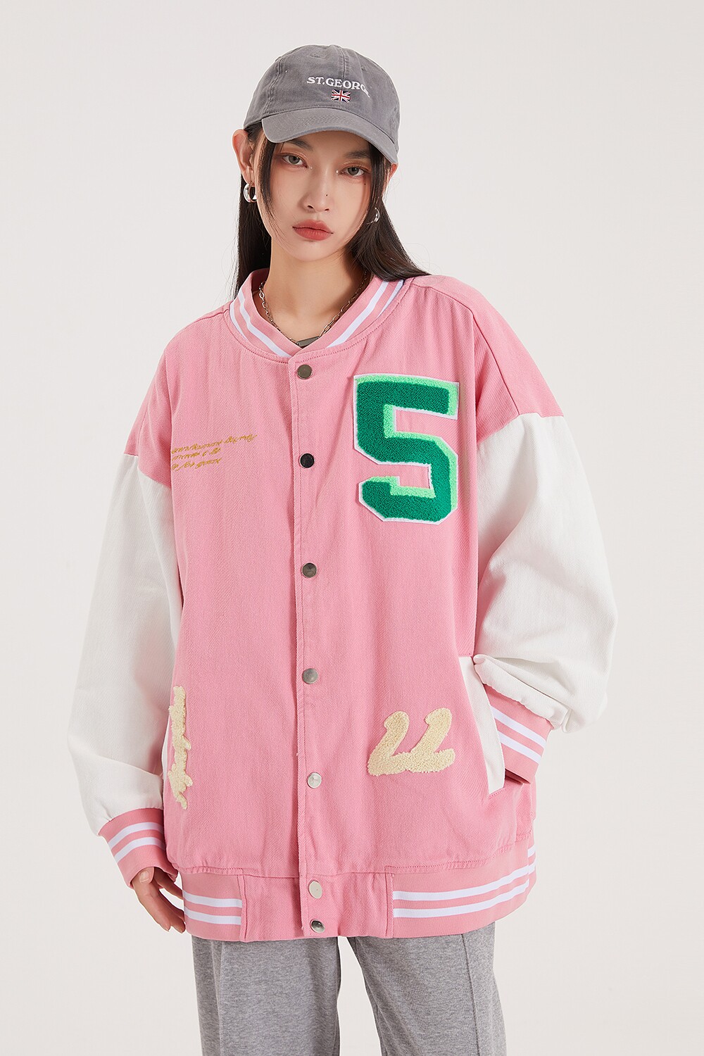 字母水洗毛巾料刺绣棒球服夹克情侣外套976/P100,男装夹克,星座202-3
