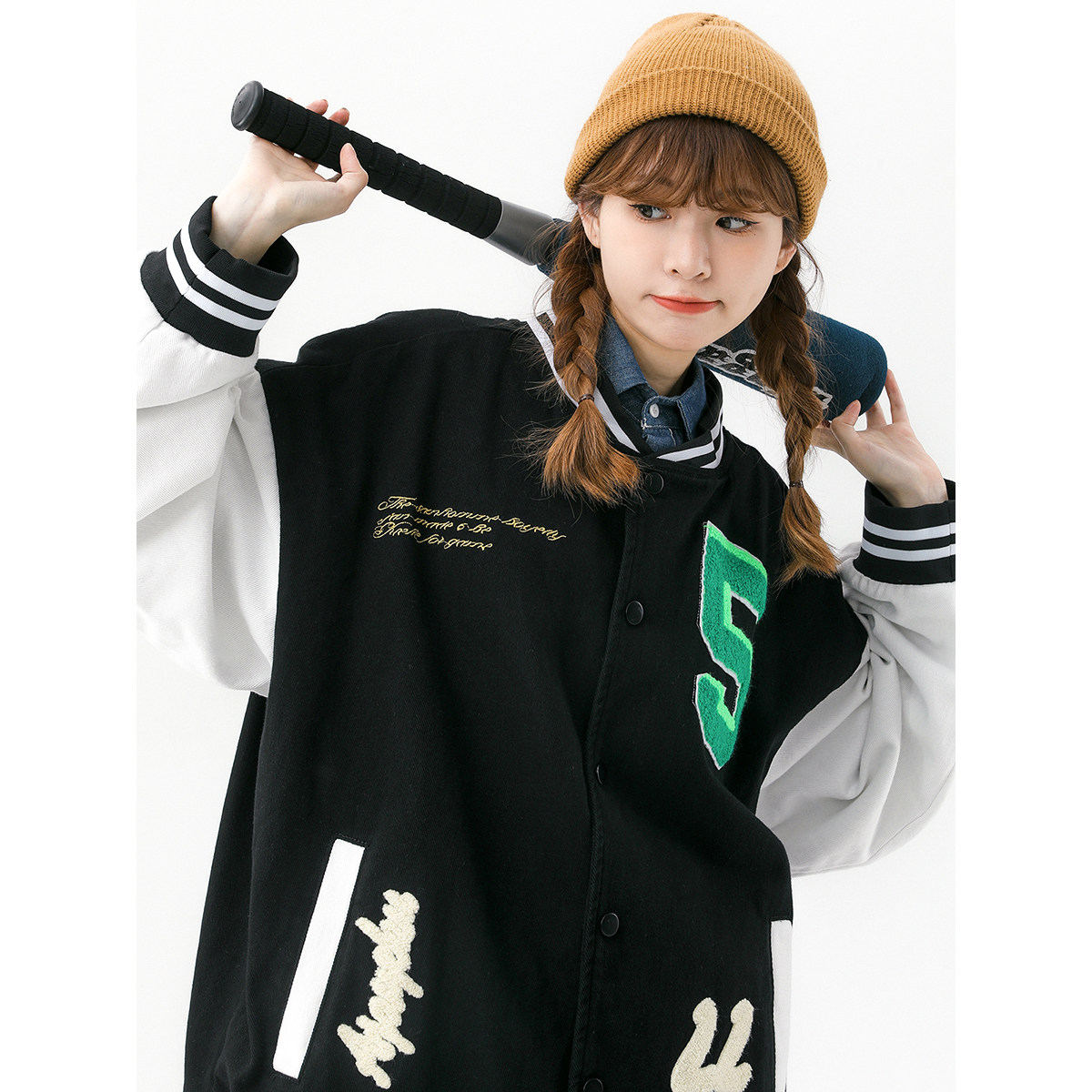 大货充足 字母水洗毛巾料刺绣棒球服夹克情侣外套 976 / P100图片