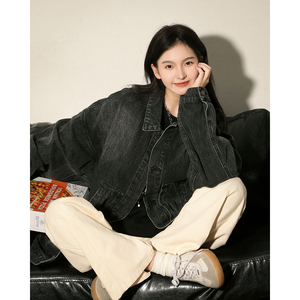 情侣款斜兜潮流休闲宽松牛仔夹克上衣 N9001/P105图片