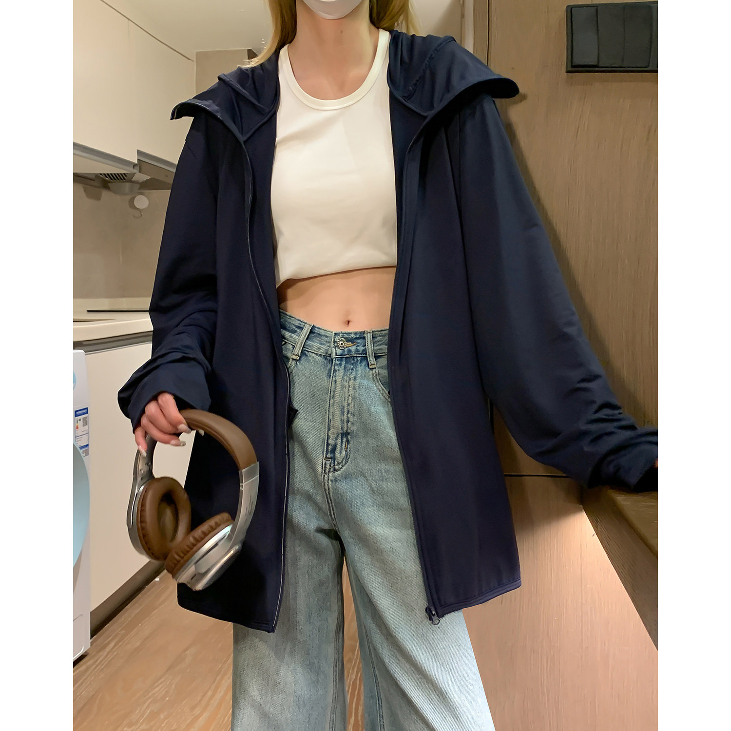 清凉一夏胖mm冰丝大码防晒服外套垂感透气百搭宽松连帽夹克女，男装防晒衣，星座202-3