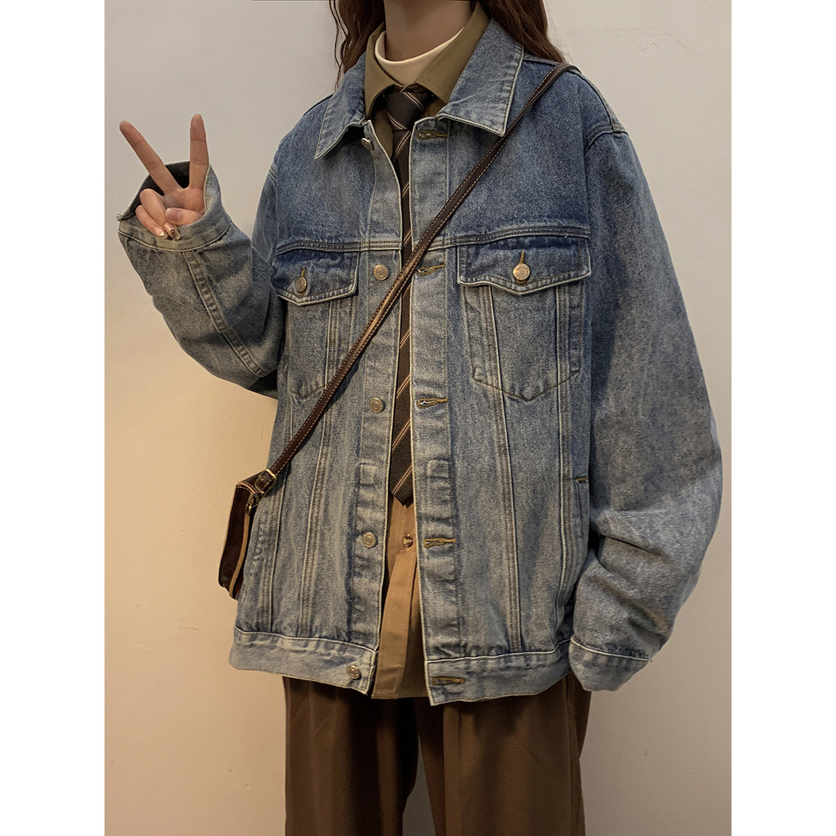 新款多口袋潮流水洗牛仔夹情侣外套N606/P98,女装短外套,星座202-3