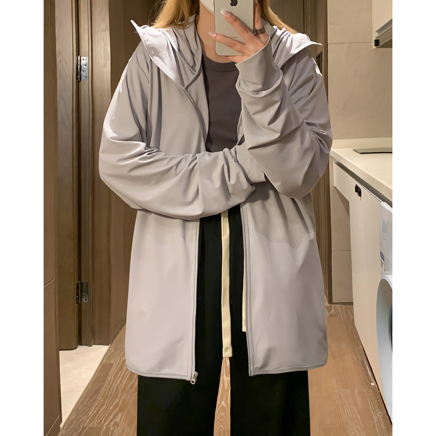 清凉一夏胖mm冰丝大码防晒服外套垂感透气百搭宽松连帽夹克女,男装防晒衣,星座202-3