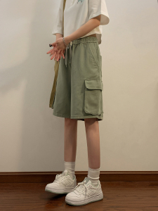 七色 夏季水洗工装直筒潮流情侣中裤彩色短裤 K2201/ P55图片
