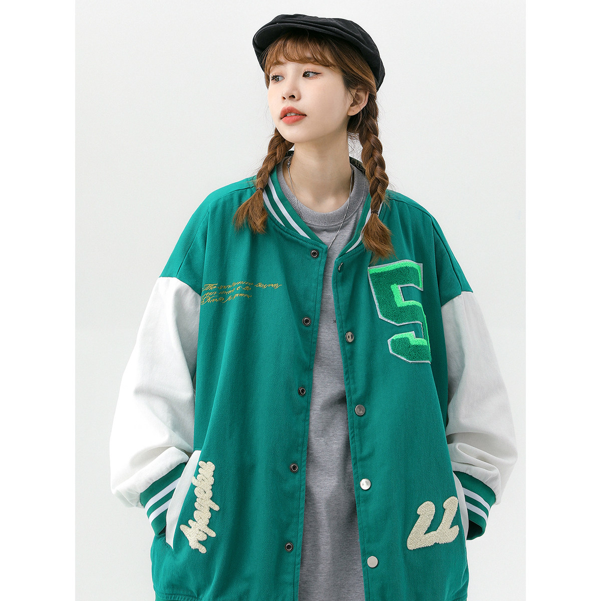 大货充足字母水洗毛巾料刺绣棒球服夹克情侣外套976/P100,男装夹克,星座202-3