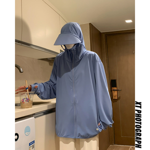 夏季纯色情侣款连帽长袖防晒衣薄款外套 F109 /P39图片