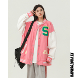 字母水洗毛巾料刺绣棒球服夹克情侣外套976/P100，男装夹克，星座202-3