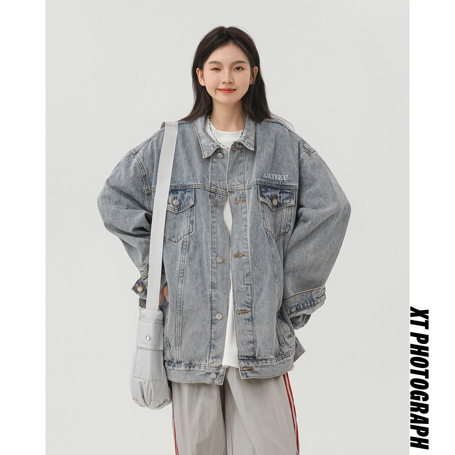 潮流牌翻领字母刺绣休闲水洗牛仔夹克N603/P120，男装夹克，星座202-3