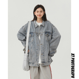 潮流牌翻领字母刺绣休闲水洗牛仔夹克N603/P120，男装夹克，星座202-3