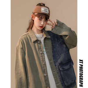 撞色潮流水洗夹克中性情侣宽松牛仔外套 2015 /P98/148，男装工装外套，星座202-3