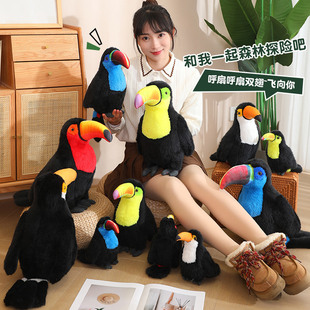 仿真鸟类动物摆件巨嘴鸟大嘴鸟早教认知儿童毛绒玩具抱着睡觉公仔