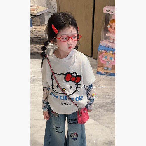 Spring韩国童装2026年夏季新款宝宝卡通Kitty两件套女童卫衣套装