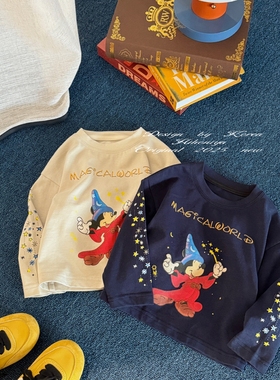 Spring韩国童装2025年秋季新款亲子魔法米奇星星长袖T恤女童卫衣