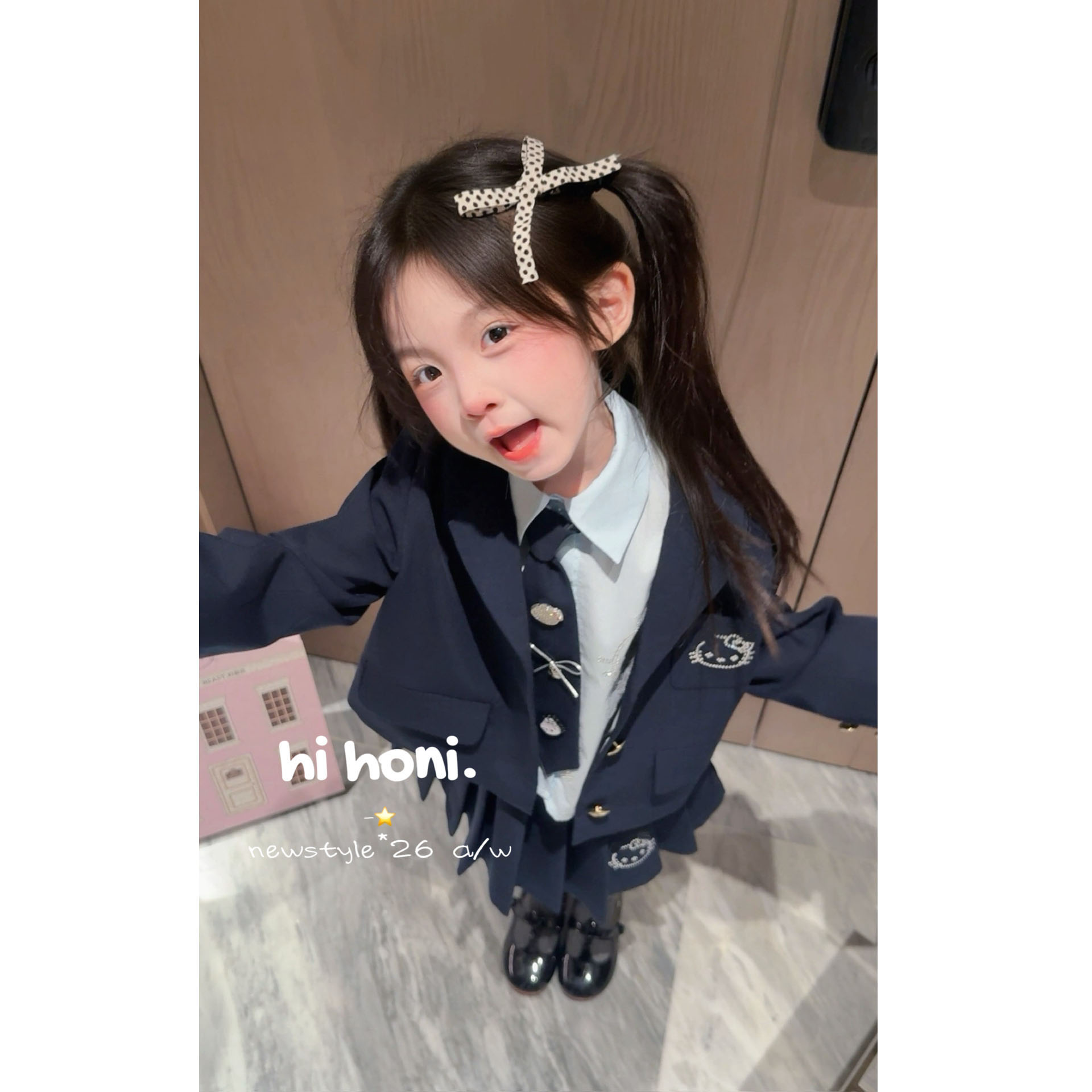 Spring韩国童装2026秋季新款宝宝学院烫钻JK外套女童衬衫半身裙裤