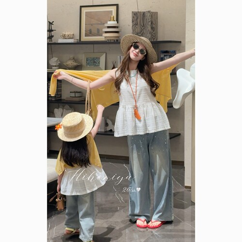 Spring韩国童装2026夏季新款亲子叠穿肌理感百搭韩系无袖女童上衣