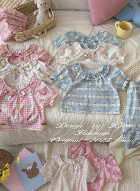 Spring韩国童装2025年夏季新款亲子卡通家居服套装女童居家两件套