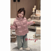 新款 Spring韩国童装 2026冬季 亲子甜美粉色立领羽绒服女童保暖外套