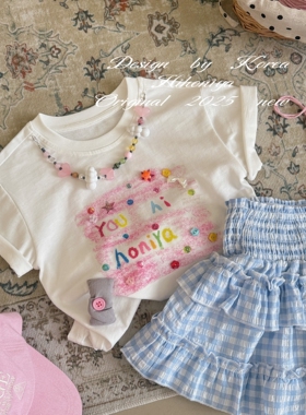 Spring韩国童装2025年夏季新款亲子亲肤透气吸汗短袖女童圆领T恤