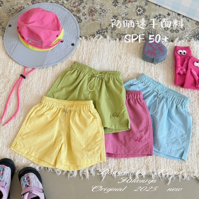 Spring韩国童装2025夏季新款亲子纯色运动防晒速干短裤女童五分裤