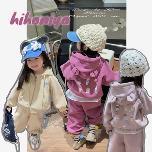 宝宝卡通小熊套装 新款 女童连帽卫衣两件套 2025秋季 Spring韩国童装