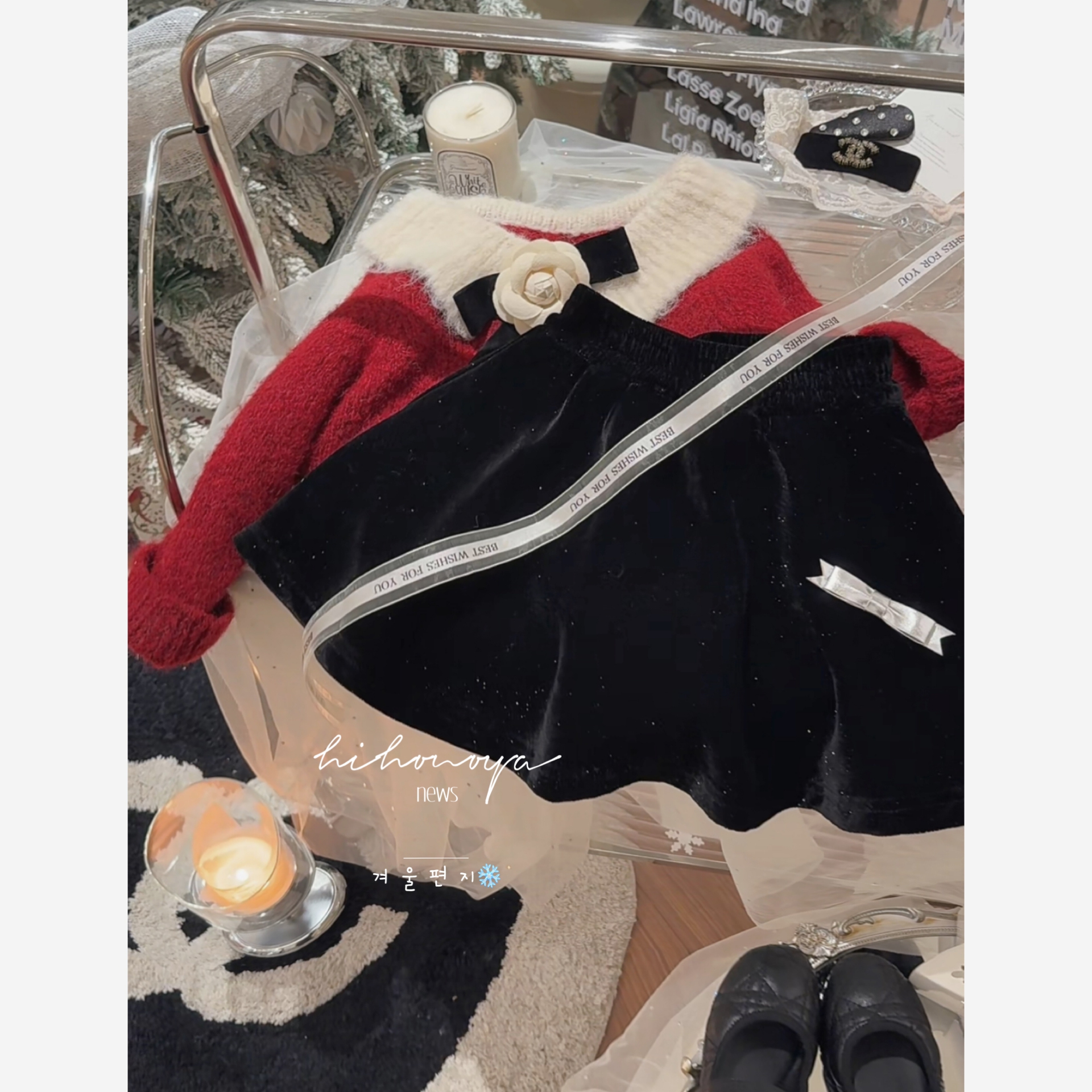 Spring韩国童装2025年冬季新款亲子轻奢撒银气质绒裙裤女童半身裙