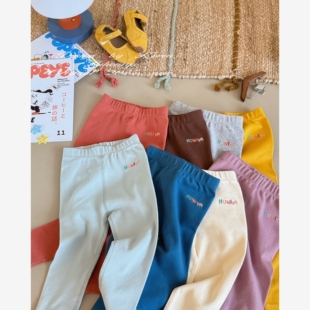 Spring韩国童装2025年秋季新款宝宝款刺绣纯色打底裤女小童休闲裤