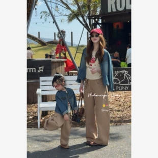 亲子复古水洗做旧牛仔外套女童夹克 新款 Spring韩国童装 2026年春季