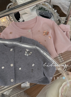 Spring韩国童装2025年冬季新款亲子高定亮片名媛风毛衣女童针织衫