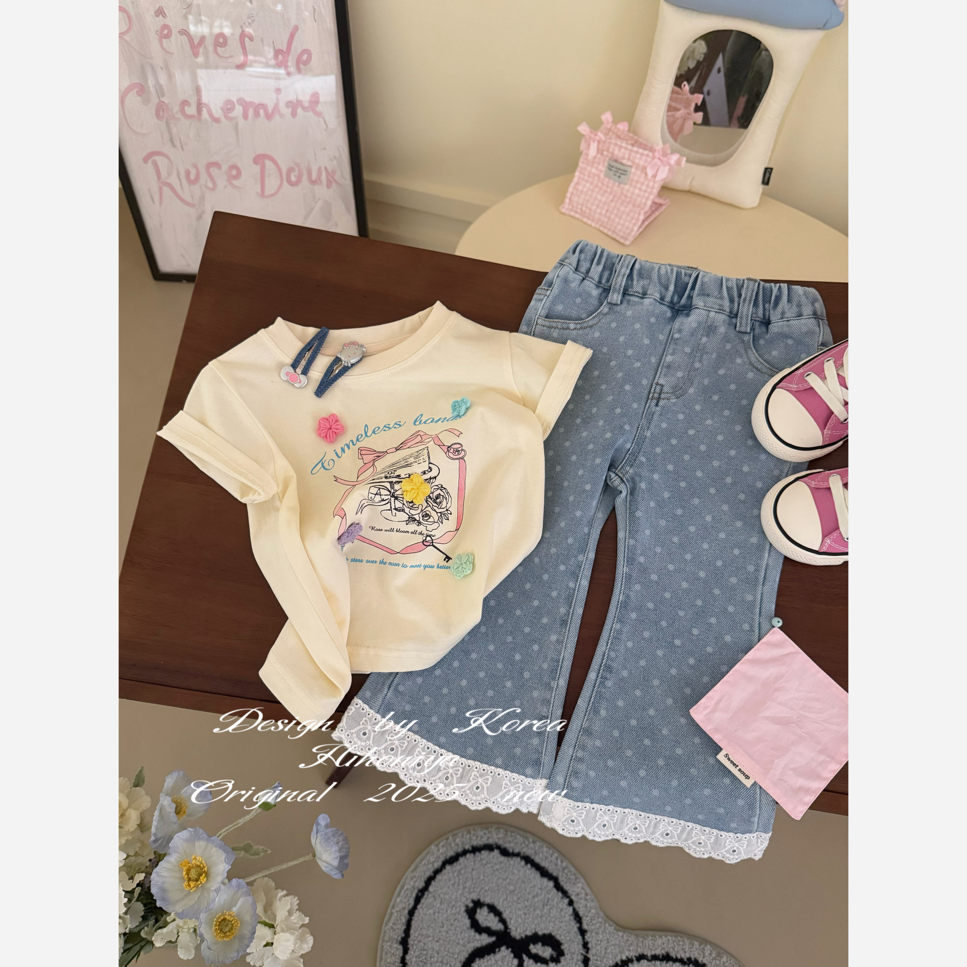 Spring韩国童装2025春夏新款宝宝款韩版休闲喇叭牛仔裤女童直筒裤