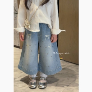 女童牛仔裤 宝宝蝴蝶五角星洋气阔腿裤 2026春夏新款 Spring韩国童装