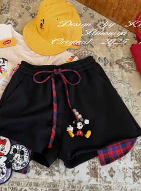 Spring韩国童装2025夏季新款亲子卡通刺绣亲肤透气短裤女童五分裤