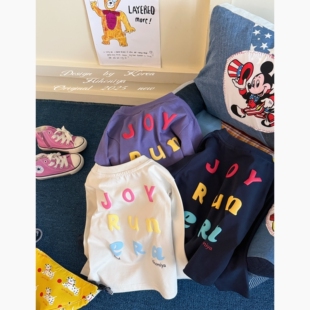 亲子字母撞色长袖 新款 T恤女童圆领卫衣 2025年秋季 Spring韩国童装