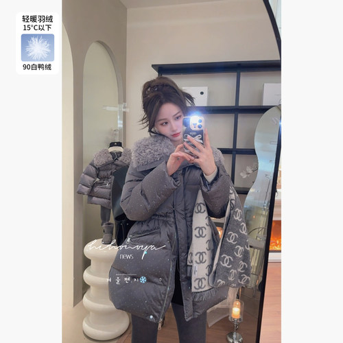 Spring韩国童装2025冬季新款亲子高奢气质显瘦环保羽绒服女童外套
