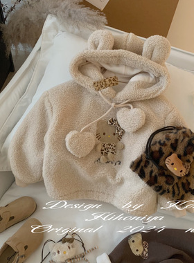 Spring韩国童装2024秋冬新款百搭Kitty连帽卫衣打底裤韩版亲子款