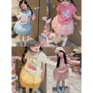 女童T恤 亲子甜美卡通吸汗透气短袖 Spring韩国童装 2026年春夏新款