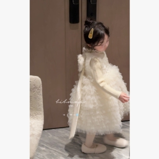 Spring韩国童装2026冬季新款宝宝千层纱生日礼服背心裙女童连衣裙