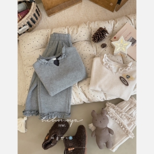 亲子木耳边美利奴套装 新款 女童休闲两件套 2025冬季 Spring韩国童装